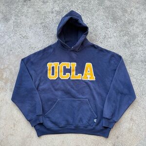 Vintage Distressed UCLA Russell Athletic Sewn Patch Pullover Hoodie Sweater